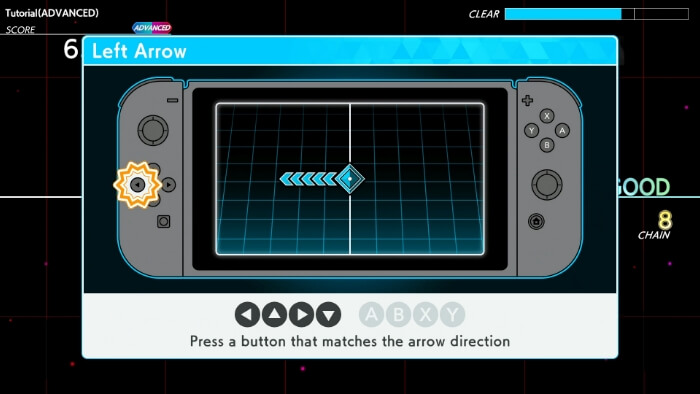 Left Arrow: Press a button that matches the arrow direction