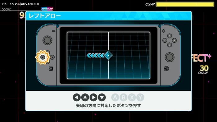 レフトアロー：矢印の方向に対応したボタンを押す